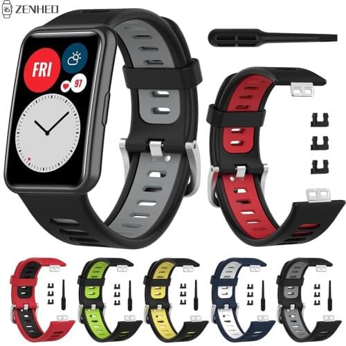 Silicone Wrist Strap For Huawei Watch Fit Bracelet Replacement Double Color Watchband For Huawei Watch Fit Wrist Band
