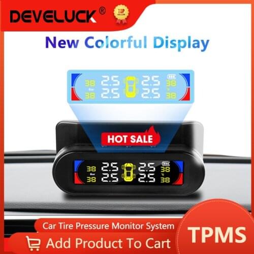 Larger Screen Colorful Display Wireless TPMS Tire Pressure Temperature Alarm Monitoring System Solar charging 4 Sensors tpms