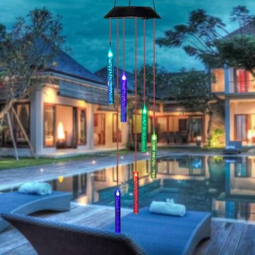 6 Bubble Column Solar Wind Chime Lamp LED Outdoor Landscape Wind Bell Light Water Courtyard Garden Decoration