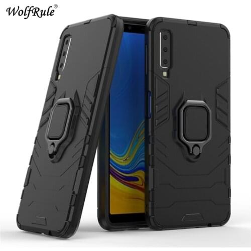WolfRule sFor Case Samsung Galaxy A7 2018 TPU Hard PC Case Ring Holder Stand Magnetic Armor Case For Samsung A7 2018 Funda A750
