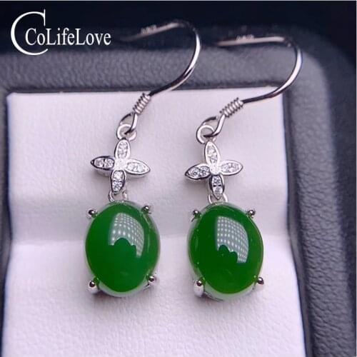 CoLife Jewelry 925 Silver Jasper Drop Earrings for Daily Wear 8*10mm Natural Jasper Dangler Fashion Gemstone Eardrop