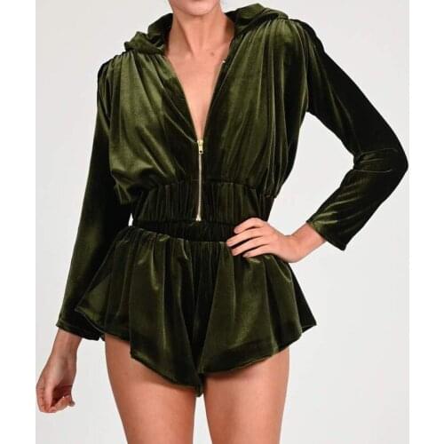 Velvet Long Sleeve Jacket and Shorts Two-piece Suit Fashion Casual Winter Sexy Women Streetwear Patchwork Temperament Clothes