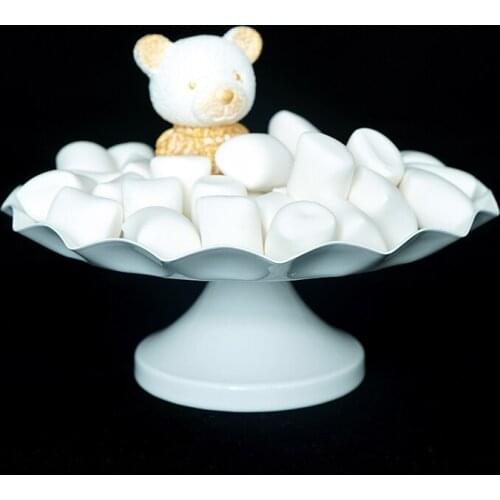 1 Pcs European Style Iron White Wedding Party Decorative Cake Stands Fruit Dessert Plate Pan Tray