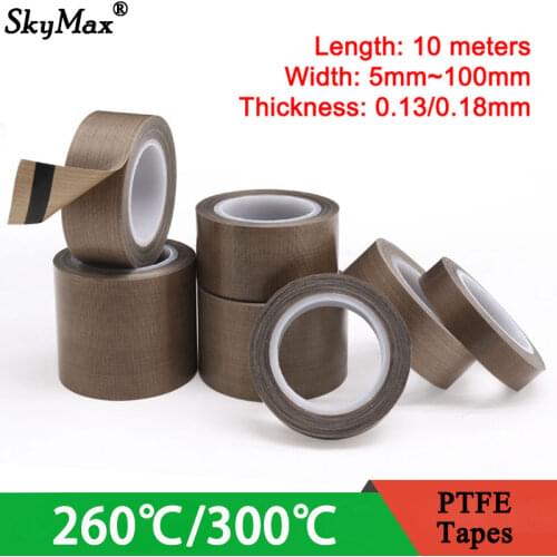 10 20 25 40mm x 0.18mm PTFE Adhesive Cloth Insulated Vacuum Sealing Machine High Temperature Resistant Electric PTFE Tape 10m