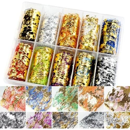 10 Roll Aluminum Mesh Nail Stickers Glitter Line Silk Foil Transfer Accessories Nail Art Decal 3D Sally Net Line Holo Silk Foil