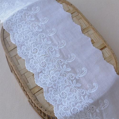 19yards 20cm Cotton embroidery lace fabric Garment needlework sewing Patchwork DIY Handmade accessories Clothes decoration 207