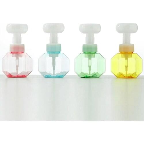 300ML Foaming Lotions Refillable Bottle Flower Pump Head Soap Shampoo Cosmetic Dispenser Bathroom Foam Pump Empty Bottle