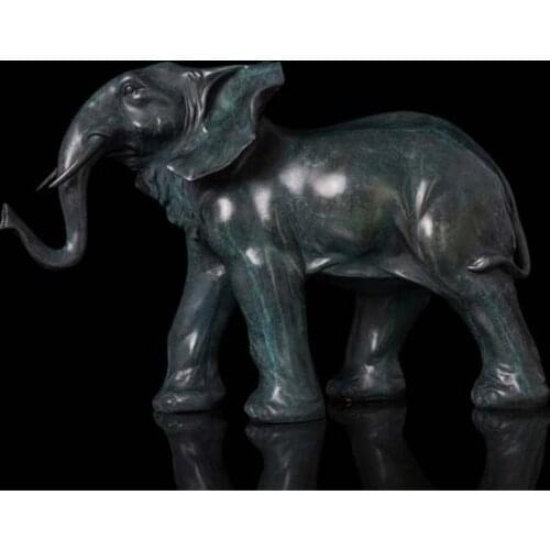 38CM INDIA THAILAND HOME OFFICE ORNAMENT EFFICACIOUS MASCOT BRING WEALTH FORTUNE GOOD LUCK RETRO BRASS ELEPHANT STATUE SCULPTURE