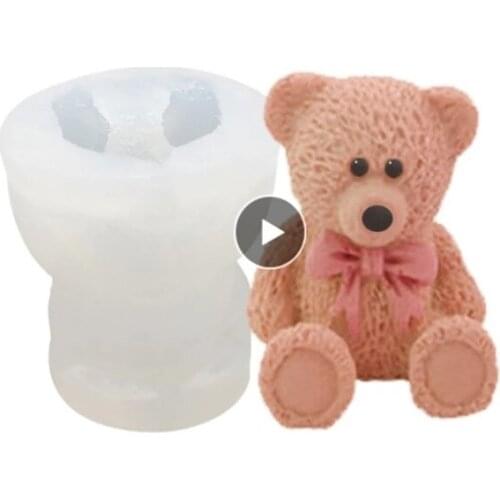 3D Toy Bowknot Bear Silicone Mold Fondant Cake Border Moulds Chocolate Mould Cake Decorating Tools Kitchen Baking Accessories