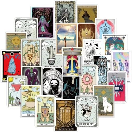 50PCS/Set Tarot Card Divination Stickers Decal for DIY Girl Stationery Scrapbook Laptop Guitar Suitcase Waterproof Sticker