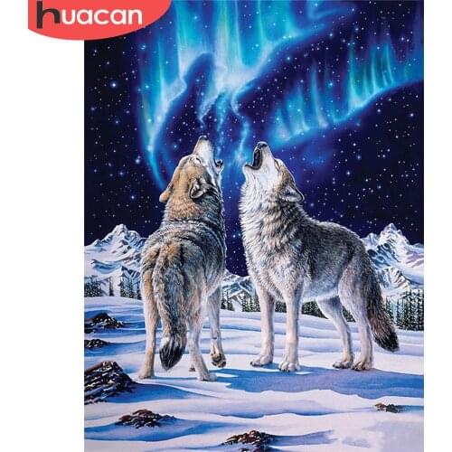 HUACAN 5d Diamond Painting Wolf DIY Mosaic Winter Needlework Full Square/Round Diamond Embroidery Animal Home Decor