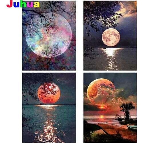 Sunset Moon DIY diamond painting full drill landscape mosaic diamond embroidery diamond stitch home decor drop shipping