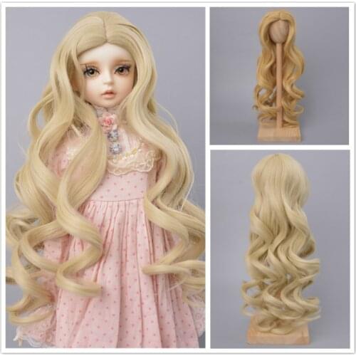 BJD Dolls Wig Hair for doll Heat Resistant Wire long Curly Wigs for 1/3 1/4 Dolls accessories