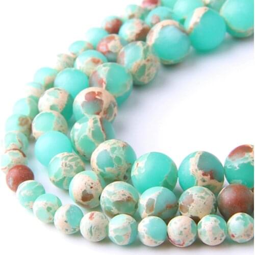 Natural Matte Round ShouShan Stone beads Snakeskin Blue Stone Spacer loose Beads For Jewelry Making bracelet 4-12mm bracelet