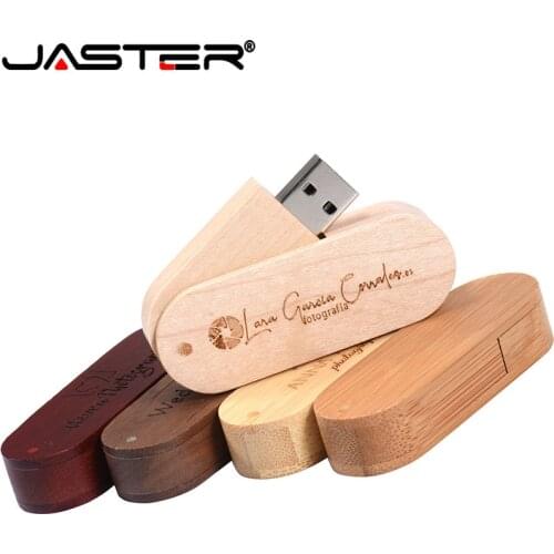 JASTER Customize Engraved LOGO wooden rotate usb 2.0 U Disk thumb pen drive 4GB 8GB 16GB 32GB 64gb 128GB (free custom logo)