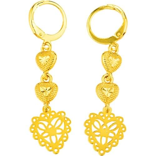 Ethiopian Earrings Arab African Eritrea Habesha Gifts Gold Color Heart Jewelry for Women/Girl Wedding Party Love Gift