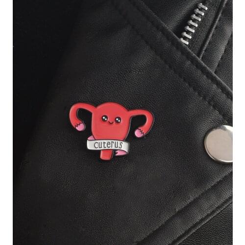 Cuterus Shape Enamel Pin Uterus Feminist Pin Brooch Feminist Cartoon as Gift for Doctor/Nurse/Graduation student Medical