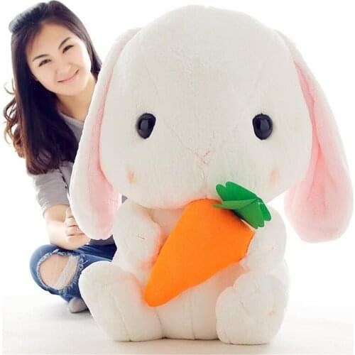 Fancytrader 30'' Big Bunny Plush Toy 75cm Giant Cartoon Anime Stuffed Rabbit with Carrot Great Toys for Kids Christmas 2 Colors