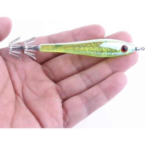 HENGJIA 5PCS hard plastic colorful/luminous shrimp fishing lures squid jig baits noctilucent night lures pesca fishing tackles