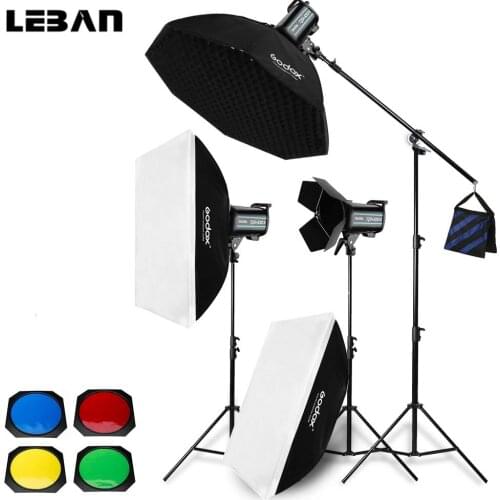 Godox 3x: QS400II / QS600II /QS800II / QS1200II 2.4G Wireless X1T Transmitter Studio Strobe Flash Light Set Softbox Lighting Kit