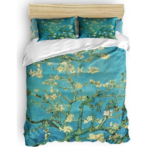 Almond Blossom Duvet Cover Set with Pillowcase Bedroom Supplies Bed Comforters King Size Bedding Set