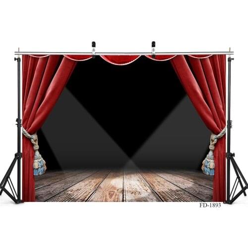 Red Curtains Stage Party Play Photographic Background for Photo Studio Vinyl Cloth Photo Backdrops for Baby Children Photo Shoot