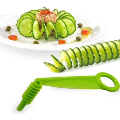 1 piece green cucumber slicer 10 * 4 cm kitchen gadget cutting accessories vegetable fruit food grade tool spiral slicer PP