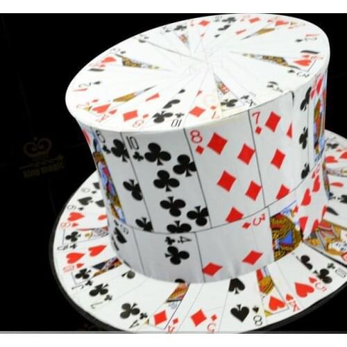 Card Fan To Top Hat - Magic Tricks,Stage Magic Props,Close Up,Comedy,Magic Toys,Accessories,Illusions,Gimmick,Magician Hats