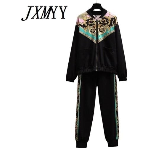 JXMYY Fashion Long-Sleeved Womens Jacket Cardigan Casual Loose European Style Plus Size Womens Two-Piece Suit