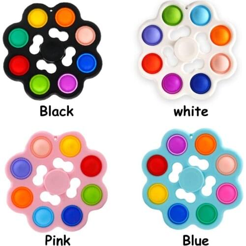 Soft Toys Silicone Push Bubble Spinner Keychain Autism Reliever Toys Anti Stress for Child Adult