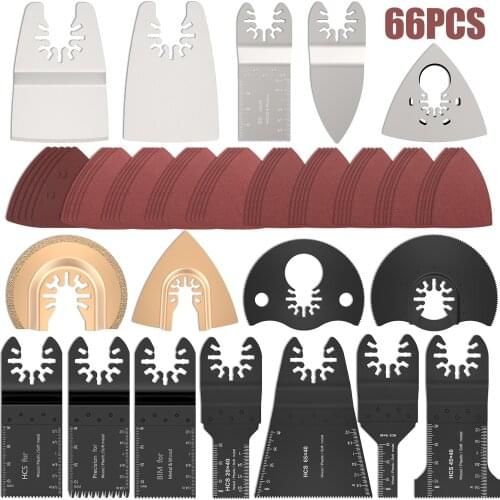 New 66pcs Oscillating Multi Tool Saw Blades Set Multitool Electric Tools Accessories for Woodworking Metal Cutting Power Tools