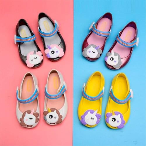 Girls New Arrival Unicorns Princess Style Mini Melissa Summer Sandals Casual Fashion Round Toe Jelly Shoes Flat Beach Shoes