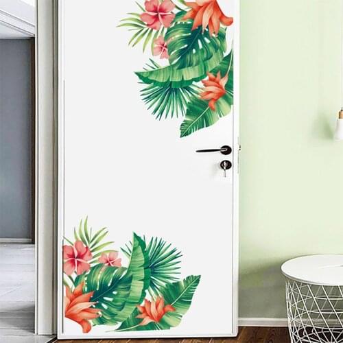 Newest Arrival Tropical Plants Wall Decals Flowers Fresh Leaves Self-adhesive Vinyl Wall Stickers for Home Living Room Office
