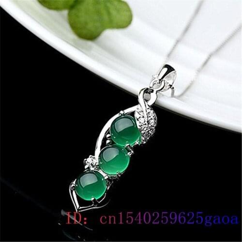 Jade Bean Pendant Natural Women Amulet Chalcedony 925 Silver Charm Fashion Gifts Chinese Necklace Hetian Jewelry