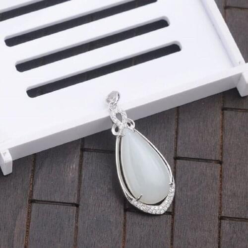 Supply Natural Hetian Jade Pendant White Jade Pendant 925 Silver Inlaid Jade Pendant With High-Grade Silver Jade Pendant