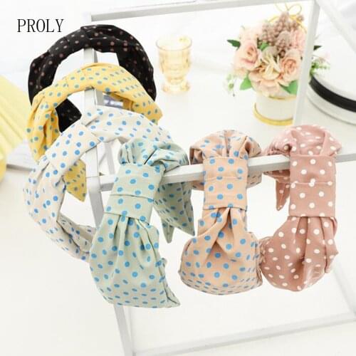 PROLY New Fashion Women Headband Wide Side Point Bowknot Hairband Casual Fresh Color Headwear Hair Accessories