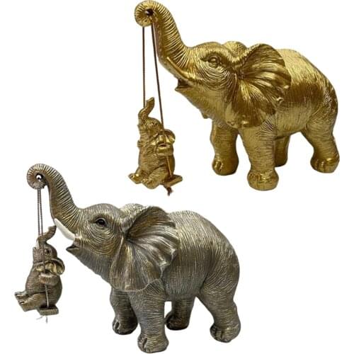 Lovely Elephant Family Statue Decorative Living Room Artwork Figurine Sculpture Shop Hotel Home Office Accent Housewarming