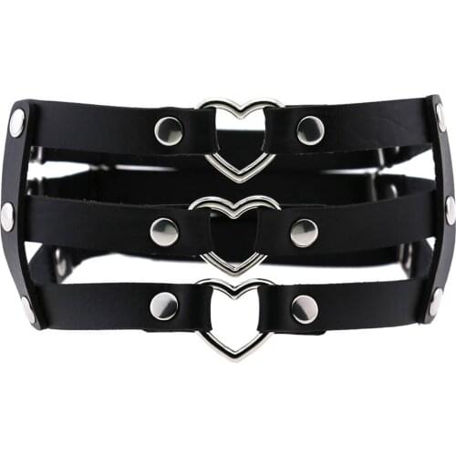 Sexy Elastic Heart-shaped Leg Ring Garter Belt Women Punk Thigh Ring Leather Harness Strap Belts Bondage Suspenders Straps
