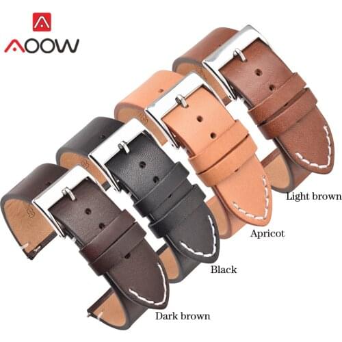12 14 16 18mm 20mm 22mm 24 Genuine Leather Strap Watchband for Samsung Galaxy Watch Active2 Amazfit Huawei GT 2 Bracelet Band