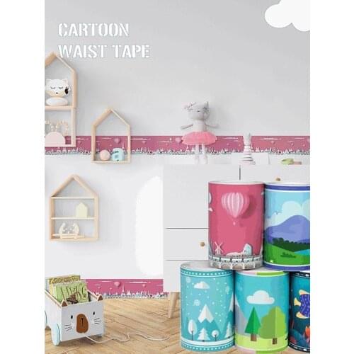 PVC Self Adhesive Baseboard Wallpaper Border Skirting Line Wall Decor Removable Kids Room Cartoon Sticker