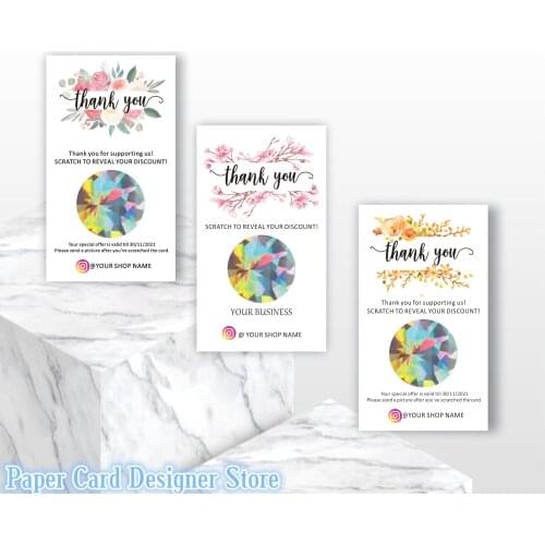 Custom Business Cards DIY Packaging Supplies Thank You Scratch Off Cards Small Business Cards Scratch Off Win Cards Social Cards