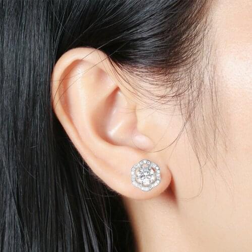 Sterling Silver 925 Shining New Years Earrings with Rhinestones Women Earring Korean Fine Jewelry Gift for Girl