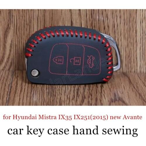 Only Red casual style Hand sewing car key cover car key case leather fit for Hyundai Mistra IX35 IX251(2015) new Avante folder