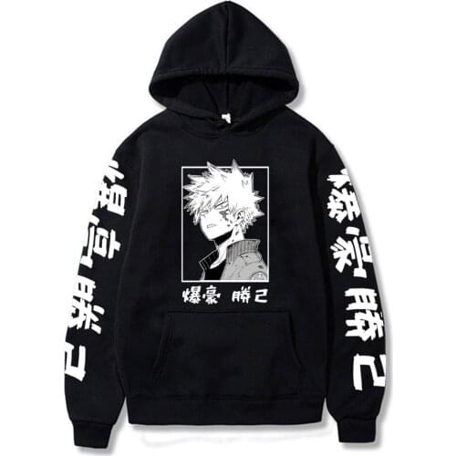 Boku No Hero Academia Unisex Hoodies Japanese Anime Bakugou Katsuki Printed Women and Mens Hoodie Streetwear Casual Sweatshirts