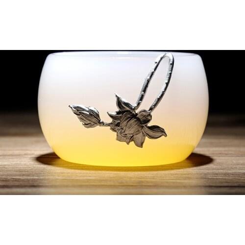 Japanese Glass Tea Cup Heat Resistant Kung Fu Water Mug Creative Transparent Jade Porcelain Silver Inlay Zodiac Office Teacup