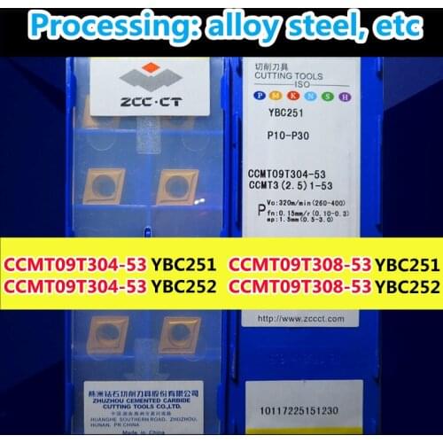 YBC251 YBC252 CCMT09T304-53 CCMT09T308-53 10pcs 20pcs 50pcs Zcc.ct Carbide insert Processing: alloy steel, etc