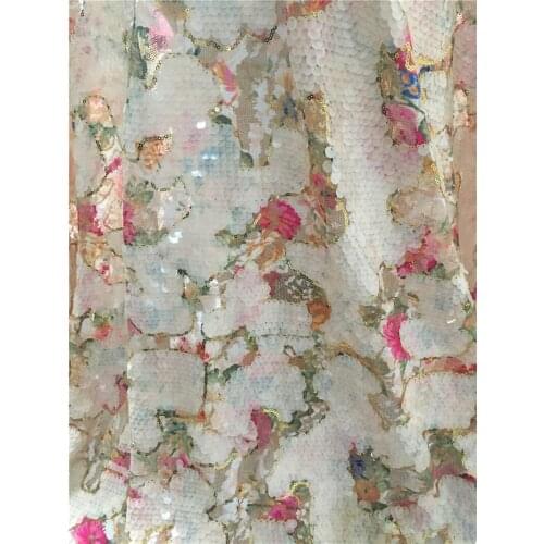 YG-776 best quality Sequins african tulle mesh lace fabric with sequins for fashion show dress