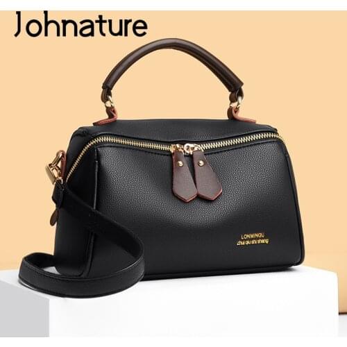 Johnature Fashion Small Women Bag 2021 New High Quality Soft Pu Leather Elegant Handbag Leisure Large Capacity Shoulder Bags