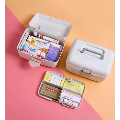1PC Large Capacity Pill Organizer First Aid Kit Plastic Box Emergency Kit Container Portable Multi-layer Home Storage Organizer
