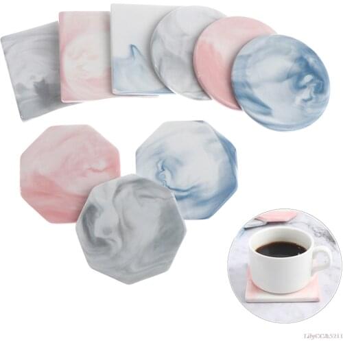 1PC Marble Pattern Ceramic Coasters Simple Heat Insulation Pad Art Creative Mat Tea Tray Home Non-slip Decorative Mat